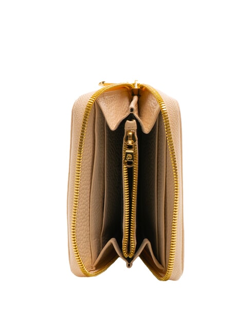 BASIC Petit portefeuille en cuir zipp&eacute; beige - Portefeuilles Femme