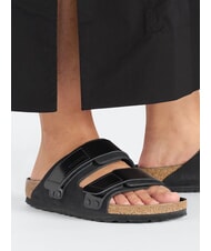 BIRKENSTOCK UJI Sandale pantoufle en cuir noir - Chaussures Femme - 8