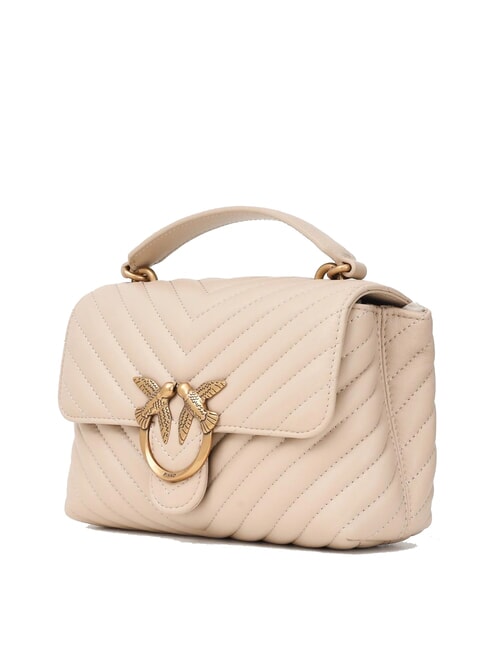 LOVE LADY PUFF Mini sac &agrave; main, avec bandouli&egrave;re beige-gris fum&eacute;-or antique - Sacs pour Femme