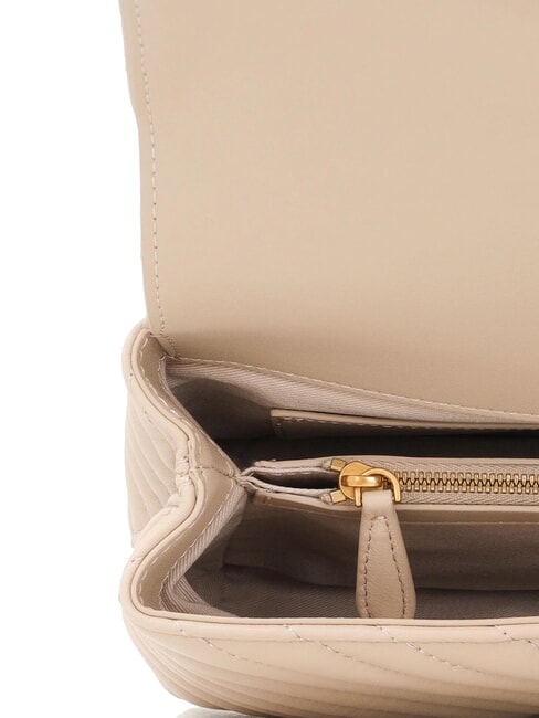 LOVE LADY PUFF Mini sac &agrave; main, avec bandouli&egrave;re beige-gris fum&eacute;-or antique - Sacs pour Femme