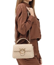 PINKO LOVE LADY PUFF Mini sac &agrave; main, avec bandouli&egrave;re beige-gris fum&eacute;-or antique - Sacs pour Femme - 5