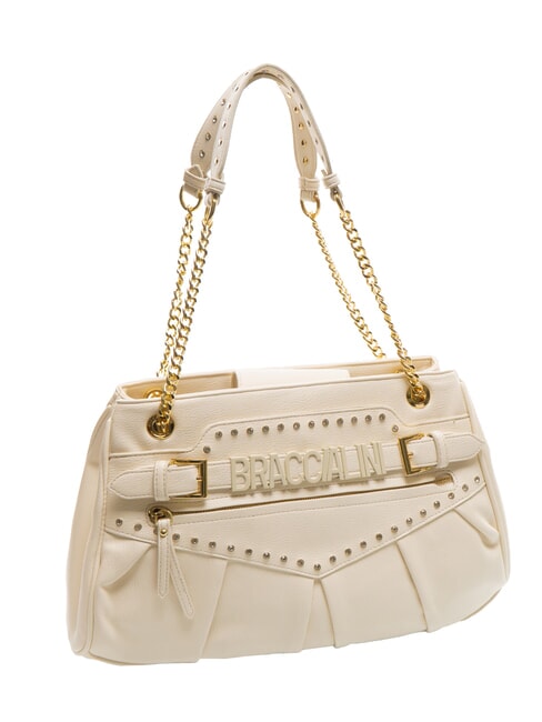 GISELLE Sac à bandoulière avec logo en métal beige - Sacs pour Femme