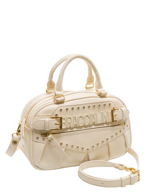 GISELLE Sac de coffre avec logo métallique beige - Sacs pour Femme