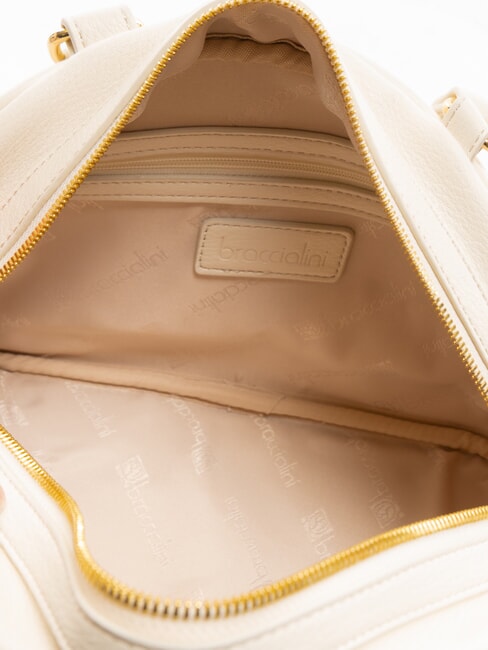 GISELLE Sac de coffre avec logo métallique beige - Sacs pour Femme