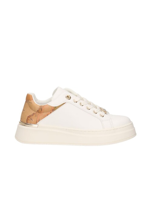 GEO JUNIOR Baskets à lacets bijoux Blanc / Beige Géo - Chaussures Femme