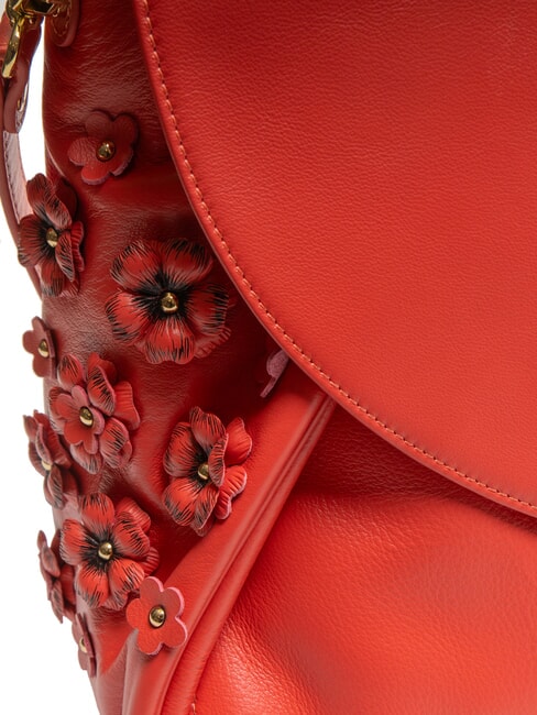 SOFIA Sac à main en cuir avec petites fleurs rouge - Sacs pour Femme