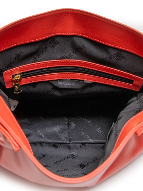 SOFIA Sac à main en cuir avec petites fleurs rouge - Sacs pour Femme