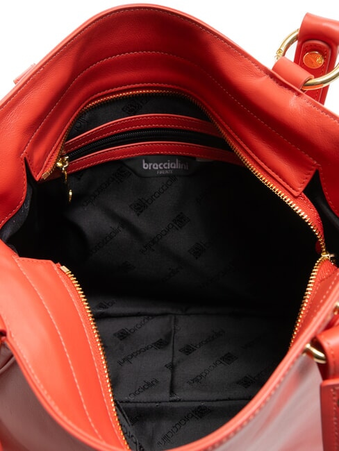 SOFIA Sac bandoulière en cuir avec petites fleurs rouge - Sacs pour Femme