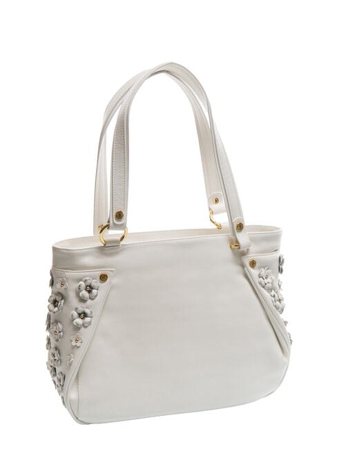 SOFIA Sac bandoulière en cuir avec petites fleurs blanc - Sacs pour Femme