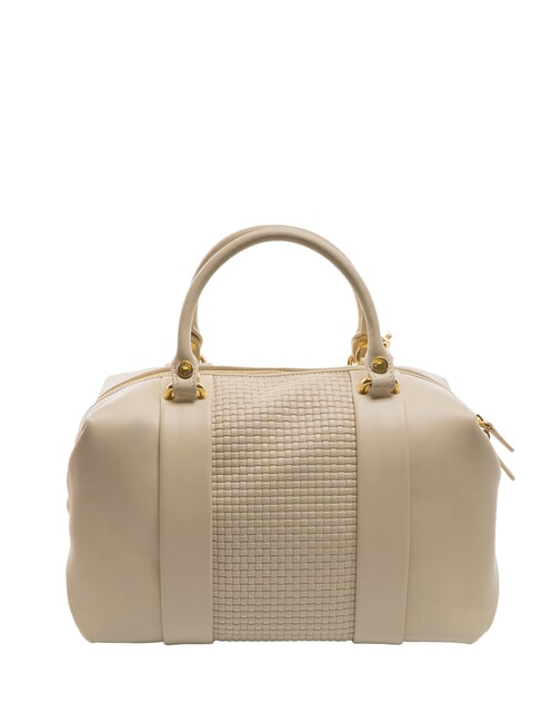 NAOMI Sac de coffre en cuir tressé beige - Sacs pour Femme
