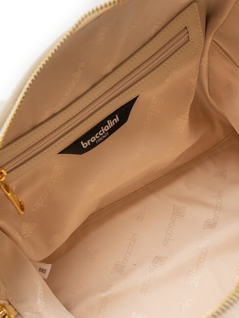 NAOMI Sac de coffre en cuir tressé beige - Sacs pour Femme