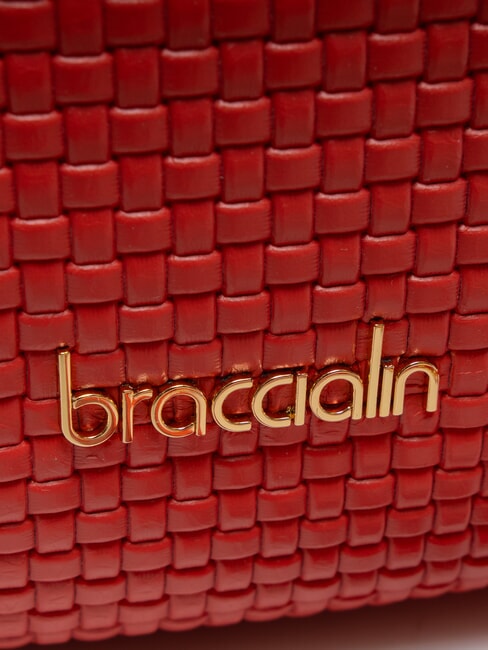 NAOMI Sac de coffre en cuir tress&eacute; rouge - Sacs pour Femme