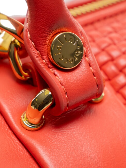 NAOMI Sac de coffre en cuir tress&eacute; rouge - Sacs pour Femme