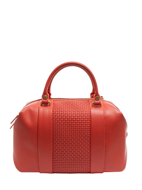 NAOMI Sac de coffre en cuir tress&eacute; rouge - Sacs pour Femme