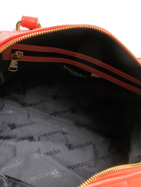 NAOMI Sac de coffre en cuir tress&eacute; rouge - Sacs pour Femme