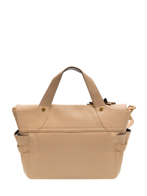 SOFIA Sac &agrave; main en cuir avec fleur beige - Sacs pour Femme