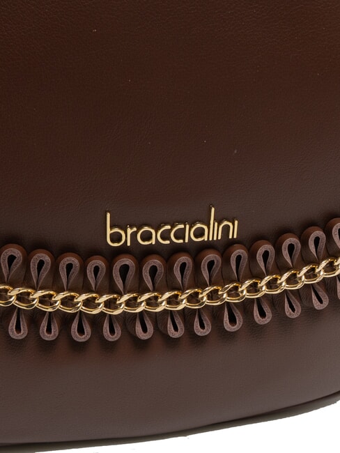 NAOMI Sac hobo en cuir avec chaîne marron - Sacs pour Femme