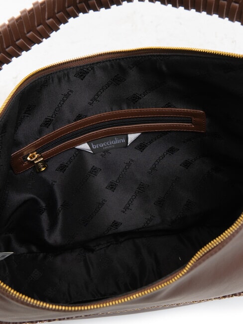 NAOMI Sac hobo en cuir avec chaîne marron - Sacs pour Femme