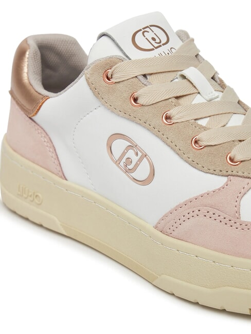 ME 03 Snakers en cuir et daim nu/blanc/pois - Chaussures Femme