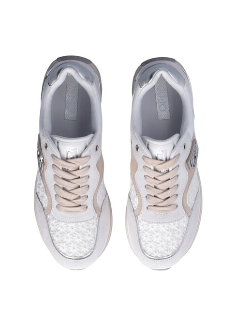 MAXI WONDER 73 Baskets à empiècements floraux blanc cassé - Chaussures Femme