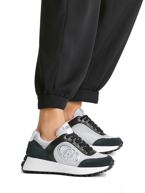 LOLO 17 Baskets à paillettes lurex noir cassé - Chaussures Femme