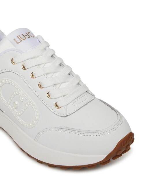 LOLO 17 Baskets en cuir avec logo en perles blanche - Chaussures Femme