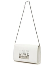 LOVE MOSCHINO CHAIN Lettering Sac &agrave; bandouli&egrave;re blanche - Sacs pour Femme - 3