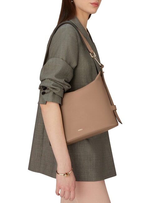 NUVOLA M Sac en cuir double portabilité grège - Sacs pour Femme