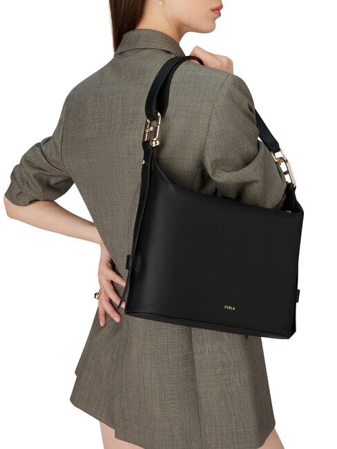 NUVOLA M Sac en cuir double portabilité Noir - Sacs pour Femme