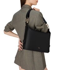 FURLA NUVOLA M Sac en cuir double portabilité Noir - Sacs pour Femme - 5