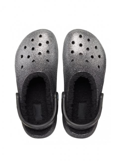 CLASSIC GLITTER LINED CLOG Sabot rembourré noir/argent - Chaussures Femme