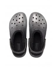 CROCS CLASSIC GLITTER LINED CLOG Sabot rembourré noir/argent - Chaussures Femme - 4