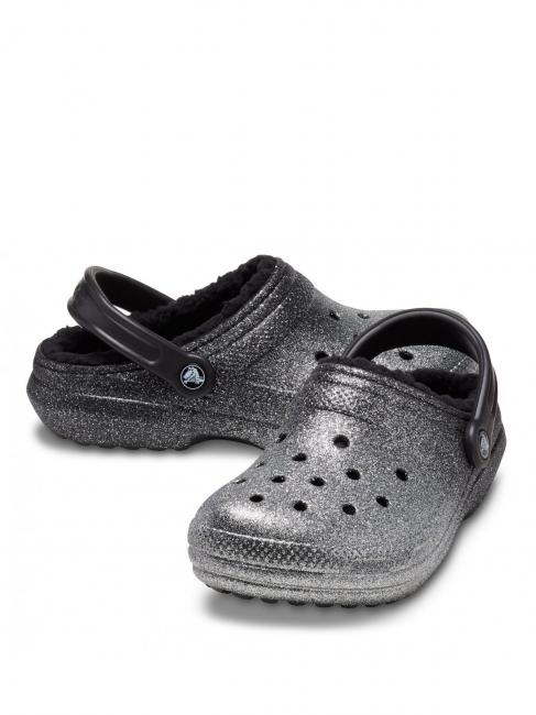 CLASSIC GLITTER LINED CLOG Sabot rembourré noir/argent - Chaussures Femme