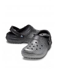 CROCS CLASSIC GLITTER LINED CLOG Sabot rembourré noir/argent - Chaussures Femme - 6