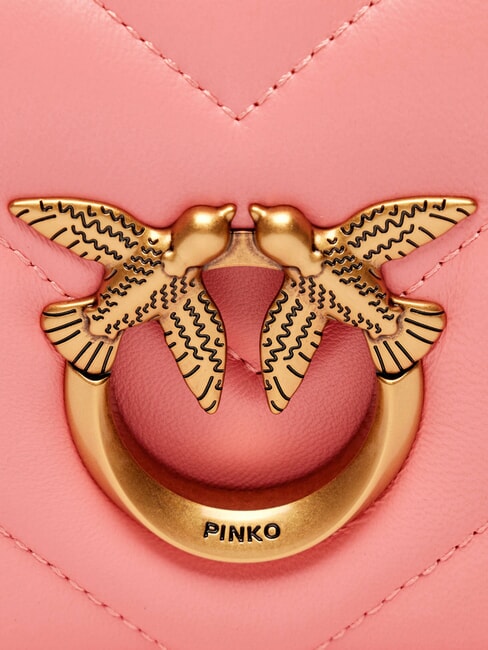 LOVE CLICK Mini sac en cuir matelassé fleur de pêcher-or antique - Sacs pour Femme