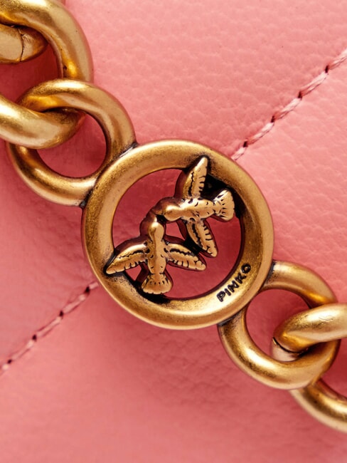 LOVE CLICK Mini sac en cuir matelassé fleur de pêcher-or antique - Sacs pour Femme