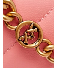 PINKO LOVE CLICK Mini sac en cuir matelassé fleur de pêcher-or antique - Sacs pour Femme - 5