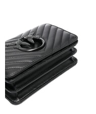 PINKO LOVE CLICK CHEVRON Mini sac porté épaule en cuir couleur de bloc de limousine noire - Sacs pour Femme - 3