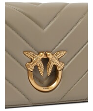 PINKO LOVE CLICK CLASSIC Sac en cuir matelassé noyer-or antique - Sacs pour Femme - 3