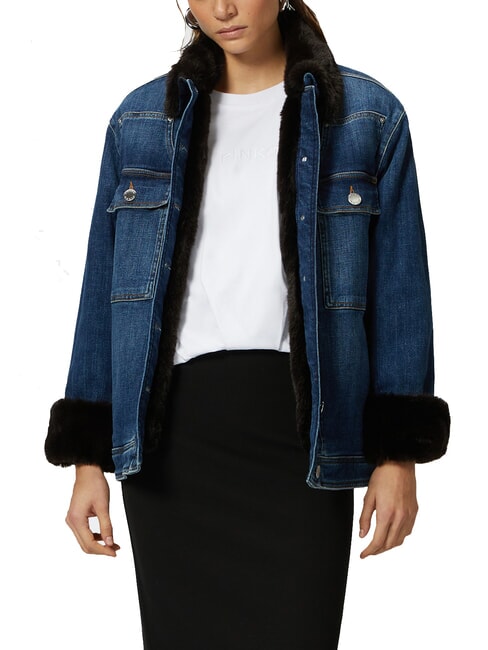 POP Veste en jean avec appliqués lavage vintage moyennement foncé - Vestes pour femmes