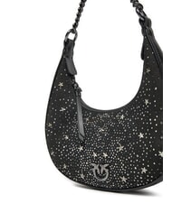 PINKO BRIOCHE Mini sac avec étoiles et strass limousine noire-gunmetal - Sacs pour Femme - 3
