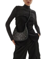 PINKO BRIOCHE Mini sac avec étoiles et strass limousine noire-gunmetal - Sacs pour Femme - 5