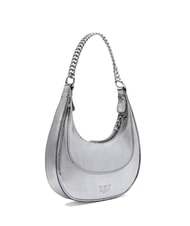PINKO BRIOCHE Sac à bandoulière en cuir métallisé argent-nickel brillant - Sacs pour Femme - 2