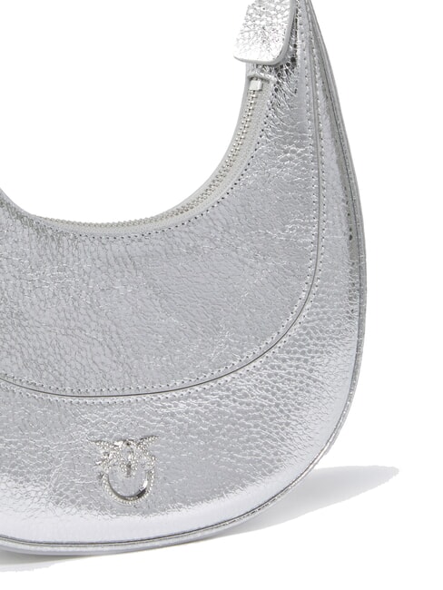 BRIOCHE Sac à bandoulière en cuir métallisé argent-nickel brillant - Sacs pour Femme