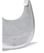 PINKO BRIOCHE Sac à bandoulière en cuir métallisé argent-nickel brillant - Sacs pour Femme - 3
