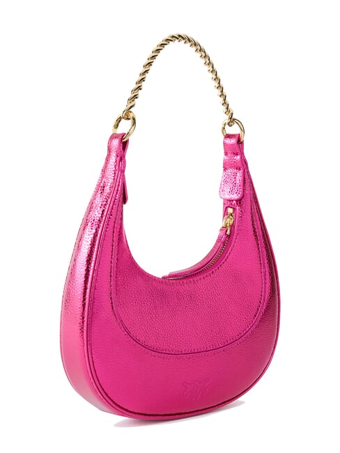 BRIOCHE Sac à bandoulière en cuir métallisé fuchsia-or métallique - Sacs pour Femme