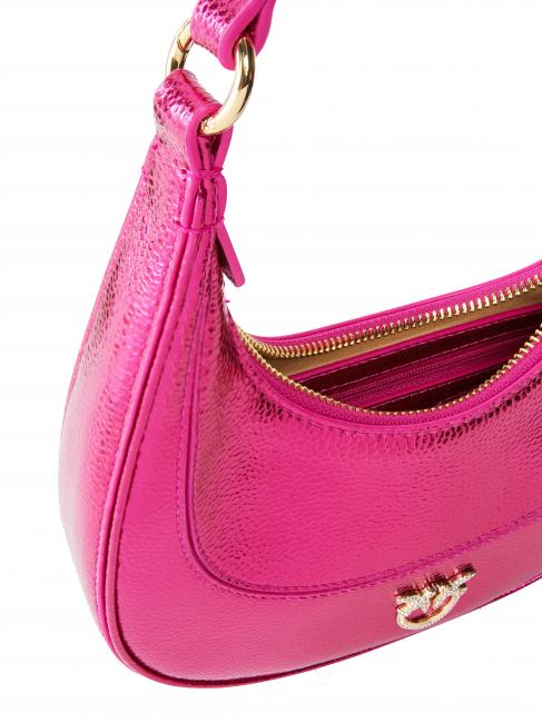 BRIOCHE Sac à bandoulière en cuir métallisé fuchsia-or métallique - Sacs pour Femme