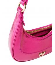 PINKO BRIOCHE Sac à bandoulière en cuir métallisé fuchsia-or métallique - Sacs pour Femme - 3