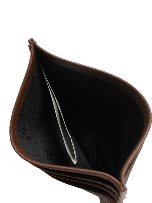 BASIC Porte-cartes en cuir avec logo en métal brun foncé - Portefeuilles Femme