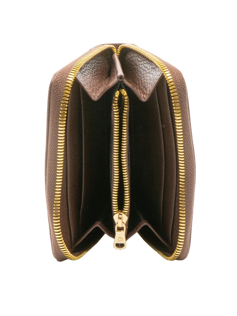 BASIC Petit portefeuille zippé en cuir brun foncé - Portefeuilles Femme